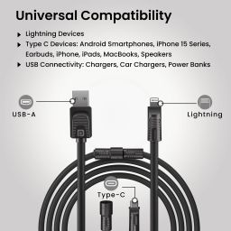 Black Portronics Konnect Tetra 4 in 1 type c charging cable image 3