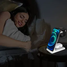 Unigen Unidock 250 15W 3-in-1 Wireless Charging Stand for iPhone 14, 13, 12, 12 Pro, 12 Pro Max, 12 Mini, 11, 11 Pro, 11 Pro Max, Xs, Xs Max, XR, X, 8, 8 Plus, iWatch SE, 6, 5, 4, 3, 2 & AirPods (Multiple Safety Protection, White) image 3