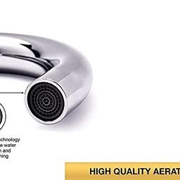 Jagger JBA206 Brass Deck Mounted Washbasin Tap for Bathroom Wash Basin, Chrome Finished Table Top Washbasin Taps with Foam Flow 15mm (Silver) with Teflon Tape and Wall Flange (Turbo) image 3