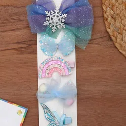 Yellow Bee Girls Blue & Purple Set of 5 Embellished Alligator Hair Clip-image-18