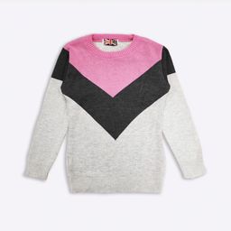 Here&Now X Game Begins Girls Chevron Colourblocked Pullover-image-93
