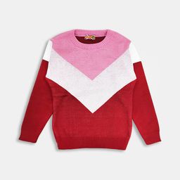 Here&Now X Game Begins Girls Chevron Colourblocked Pullover-image-94
