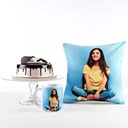Photo Cushion Mug Chocolate Cake Combo For Her-image-26