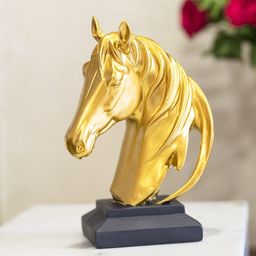 MARKET99 Gold Toned Horse Head Status Decorative Figurine Showpiece-image-23
