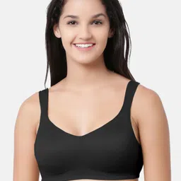 Enamor Black Solid Non-Padded Full Coverage Wirefree Soft Comfort Shaper Bra F045-14