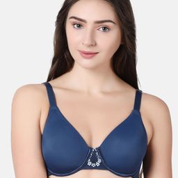Enamor Navy Blue Solid Underwired Non Padded Minimizer Bra F039-41