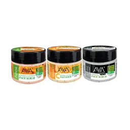 AYA Set of 3 Exfoliating Face Scrub 25 ml each - Activated Charcoal + Papaya + Vitamin C-85