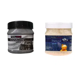 FEELHIGH Set Of 2 Diamond & Charcoal Face & Body Scrubs 500ml Each-77