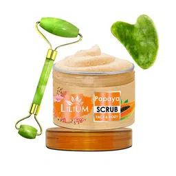 Lilium Papaya Face & Body Scrub & Double Side Face Roller (250g)-55