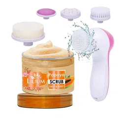 Lilium Set Of Papaya Face & Body Scrub & Multifunction 5in1 Massager - 250g-21