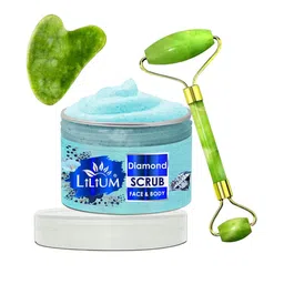 Lilium Diamond  Face & Body Scrub - 250g & Double Side Face Roller With Guasha-18