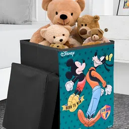 Kuber Industries Black & Green 2 Pcs Disney Printed Toy Storage Box with Lid & Handles-48