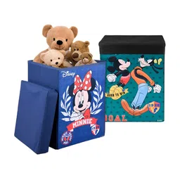 Kuber Industries Blue Green 2 Pieces Disney Printed Kids Toys Organizer Storage Box-38