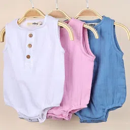 Moms Home Infants Pack Of 3 Organic Cotton Bodysuit-44