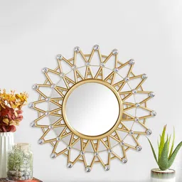 Home Centre Gold-Toned Textured Wall Mirror-image-38