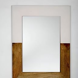 VAS collection home White & Brown Colorblocked Wooden Wall Mirror-39