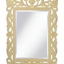 VAS collection home Yellow Textured Wooden Wall Mirror-16