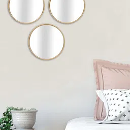 MARKET99 Gold Toned 3 Pieces Solid Round Decor Wall Mirrors-21
