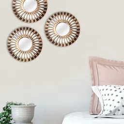 MARKET99 3 Pieces Copper Toned Round Shaped Wall Mirrors-image-25