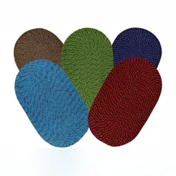 Supreme Home Collective Blue & Red 5 Pieces Printed Cotton Anti-Skid Oval Shape Doormats-image-26