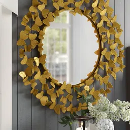 HANDICRAFTS TOWN Gold Toned Butterfly Shaped Metal Wall Mirror-picture-42