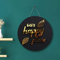Art Street Black & Gold-Toned Our Happy Place Wall Decor-image-69