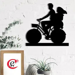 eCraftIndia Black Couple on Cycle Wall Decor-54