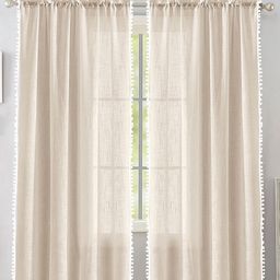 HOMEMONDE 2 Pcs Beige & White Sheer Cotton Long Door Curtain-17
