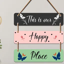 SAF Black & Pink Homely Quote Printed 3-Layered Wooden Wall Decor-image-2