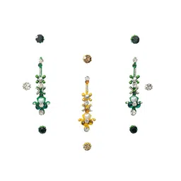 Comet Busters Set of 3 Designer Stone-Studded Bindi - Green & Yellow-29