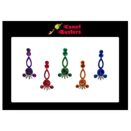 Comet Busters 5 Pcs Embellished Reusable Designer Bindis - Multicoloured-10