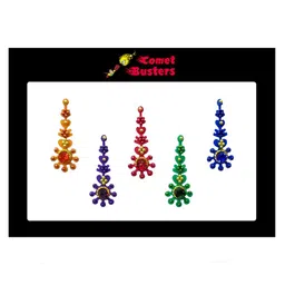 Comet Busters 5 Pcs Embellished Reusable Designer Bindis - Multicoloured-6