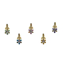 Comet Busters 5 Pcs Embellished Reusable Designer Bindis - Multicolored-18