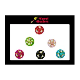 Comet Busters 6 Pcs Embellished Reusable Designer Bindis - Multicoloured-11