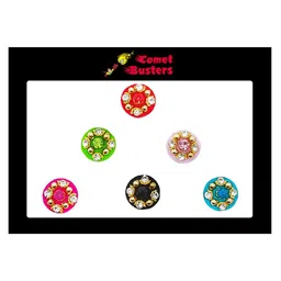 Comet Busters 6 Pcs Embellished Reusable Designer Bindis - Multicoloured-57