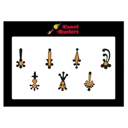 Comet Busters 7 Pcs Reusable Designer Bindis - Black & Orange-41