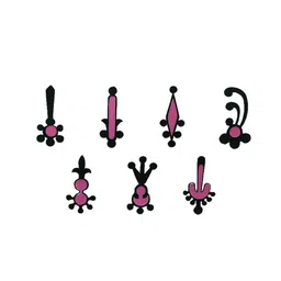 Comet Busters 7 Pcs Reusable Designer Bindis - Black & Pink-18