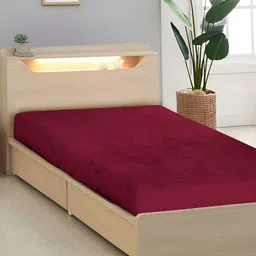 Aura Maroon Terry Cotton Single Bed Water Resistant Mattress Protector-picture-14