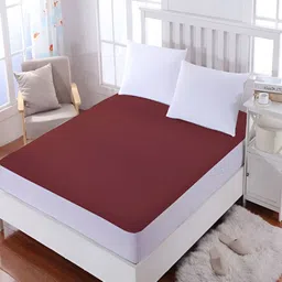 Angel Mommy Maroon Cotton Water Resistant Fitted Mattress Protector-picture-11