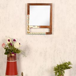 AAKRITI ART CREATIONS Brown Printed Framed Decorative Wall Mirror-56