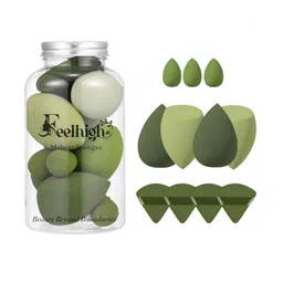 FEELHIGH Set Of 11 Sponge & Triangle Puff With Storage Jar image 1