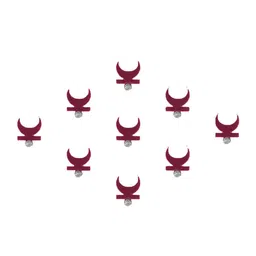 Comet Busters Set Of 9 Crescent-Shaped Stone-Studded Designer Bindis - Maroon image 2