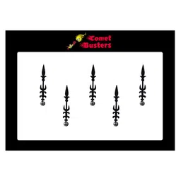 Comet Busters 5 Pcs Embellished Reusable Designer Bindis - Black image 3