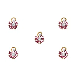 Comet Busters 5 Pcs Embellished Reusable Designer Bindis - Red image 3