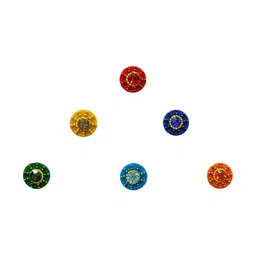 Comet Busters 6 Pcs Embellished Reusable Designer Round Bindis - Multicoloured image 3