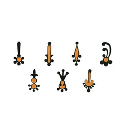 Comet Busters 7 Pcs Reusable Designer Bindis - Black & Orange image 3