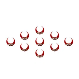 Comet Busters 9 Pcs Embellished Reusable Designer Bindis - Red image 2