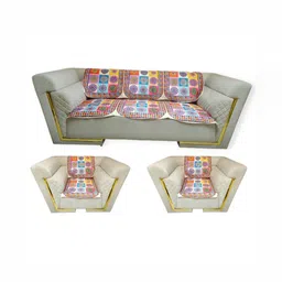 TANLOOMS Red & White Printed Velvet Sofa Cover image 2