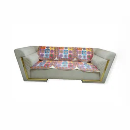TANLOOMS Red & White Printed Velvet Sofa Cover image 3
