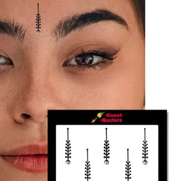 Comet Busters 5 Pcs Embellished Reusable Designer Bindis - Black image 2